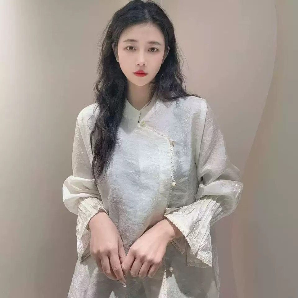 新中式春款显瘦衬衫人丝浮光锦女复古花边提花气质衬衣书卷一梦,女装/女士精品,T恤,淘宝优惠券,粉丝福利购,淘宝优惠卷