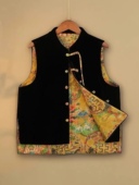 立领提花双面双穿马夹女款 2024春季 国风马甲上衣马甲新中式