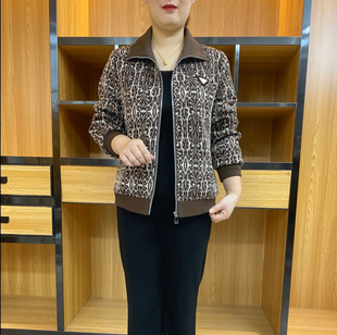 秋款新款妈妈装洋气时尚休闲夹克外套显瘦减龄百搭女短款拉链上衣