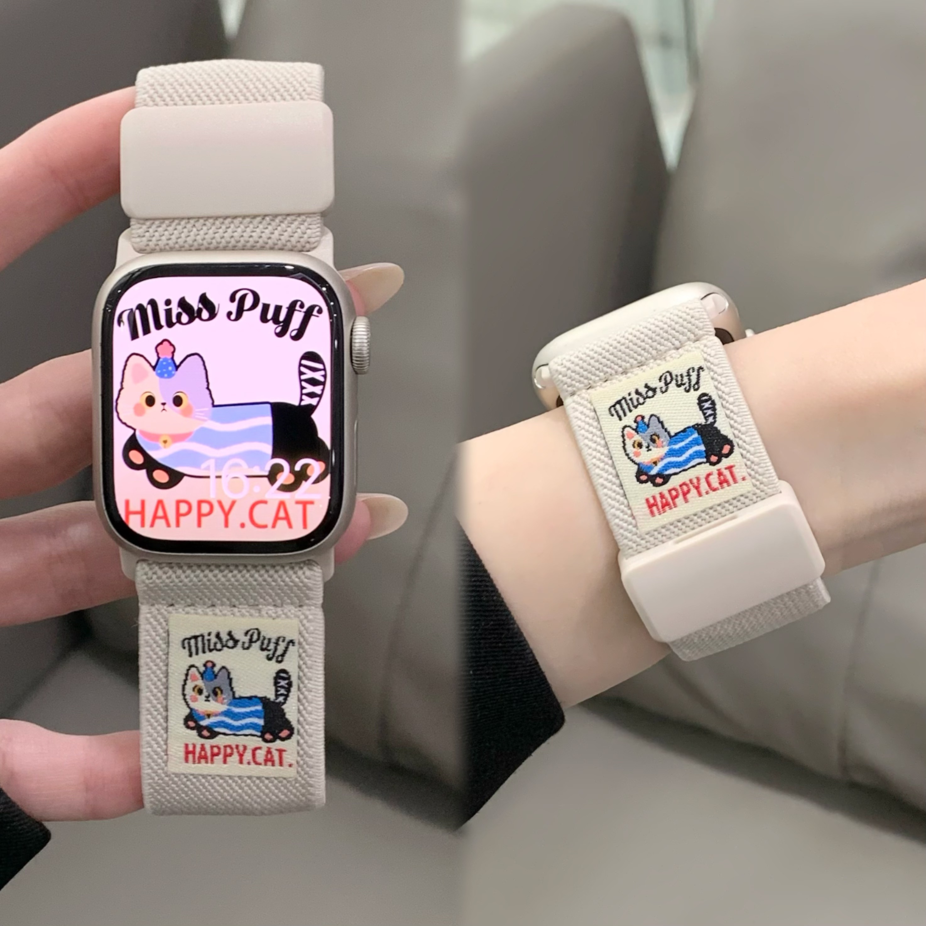 可爱西米猫适用iwatchS10表带小米9pro手表带华为fit3红米watch54