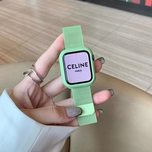 淡薄荷绿适用applewatch9/8/7/6/5/SE2代苹果手表带米兰尼斯金属