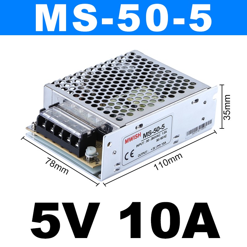 明伟MS-35W50W100W120W150W小体积220V转5V12V24V直流DC开关电源
