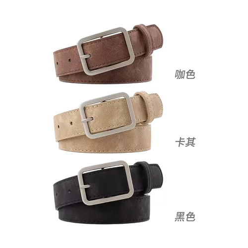 方形扣头PU仿皮腰带带日字扣简约