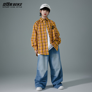 贝可家儿童街舞潮服套装男童衬衫裤子hiphop嘻哈少儿街舞演出服装