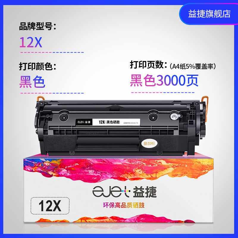 适用惠普12a硒鼓m1005惠普1020plus 1022易加粉1018 3050佳能2900