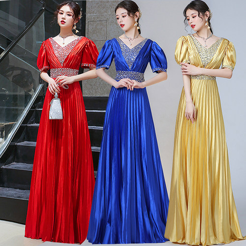 主持学生中老年长裙百褶合唱服