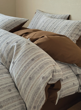 复古60支全棉双层纱提花床上四件套纯棉紫色床单被套床笠床品四季