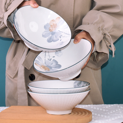 8英寸面碗家用个人专用釉下彩陶瓷拉面碗2025新款斗笠碗面条大碗