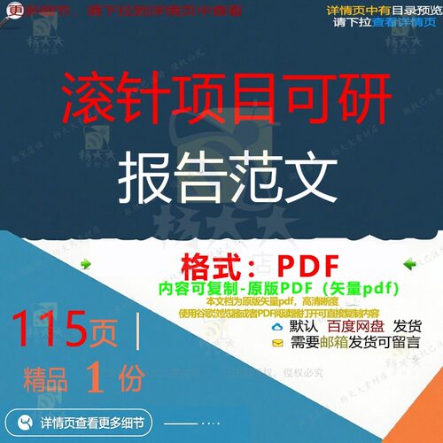 滚针项目可研报告范文115页 项目报告可优质资料文档滚针素材