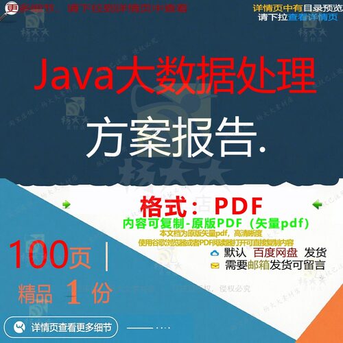 Java大数据处理方案报告.100页 方处理数据报告处理文档