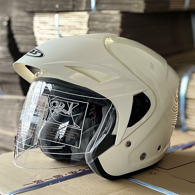 双镜片摩托车头盔成人男女电动半盔秋冬四季保暖通勤大人简单3c盔