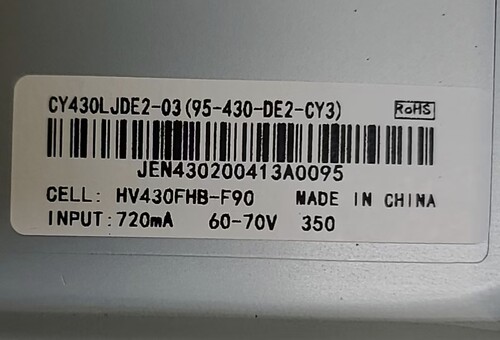 适用于43寸广告机教育机显示器灯条屏CY430LJDE2-03HV430FHB-F90