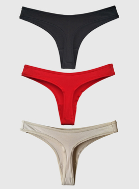 纯棉丁字裤女运动健身tback无痕性感黑色低腰透气蜜桃臀三角内裤