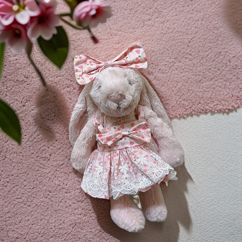 jelly邦尼兔衣服小裙子毛绒玩具31cm兔可穿连衣裙蝴蝶结套装毛衣