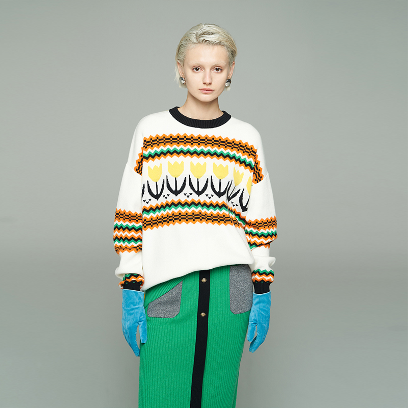 设计风毛衣廓形毛衣慵懒廓形