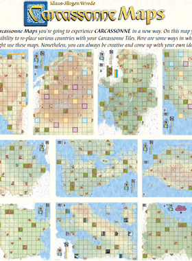 桌游驿站 Carcassonne Maps 卡卡颂城扩展版棋牌鼠标薄垫罗盘地图