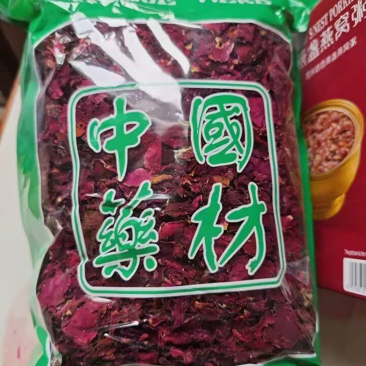 新日期云南特级墨红玫瑰干花瓣500g可食用花草茶做阿胶糕烤奶材料