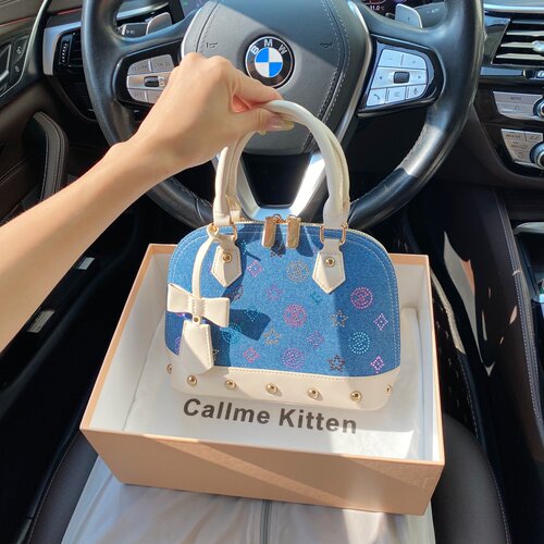 CallmeKitten彩色镶钻牛仔贝壳包