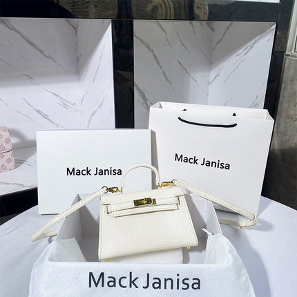 MACK JANISA真皮石头纹手提凯莉包包女2025新款通勤斜挎单肩女包