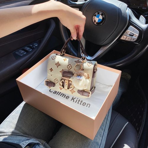 CallmeKitten复古撞色小方包包