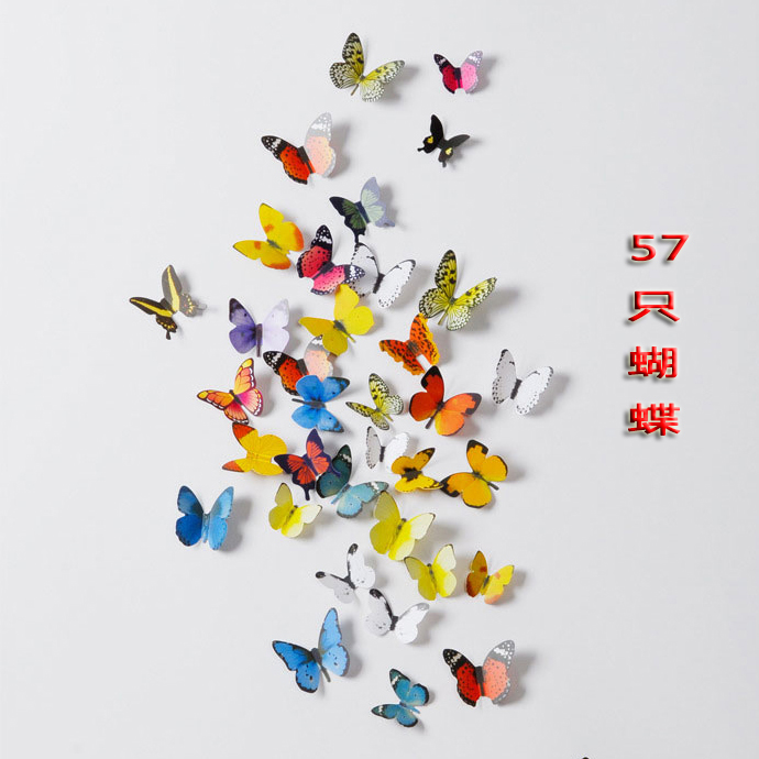 3d仿真立体蝴蝶墙贴画卧室客厅电视背景墙贴纸画浪漫温馨玻璃装饰图片