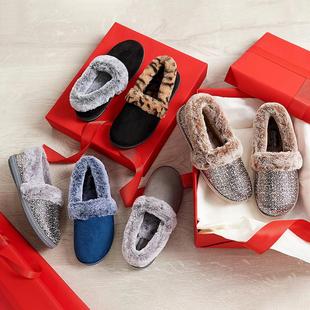 欧美外贸冬季大码女鞋棉拖鞋加绒软底棉鞋豆豆鞋防滑怀孕月子鞋