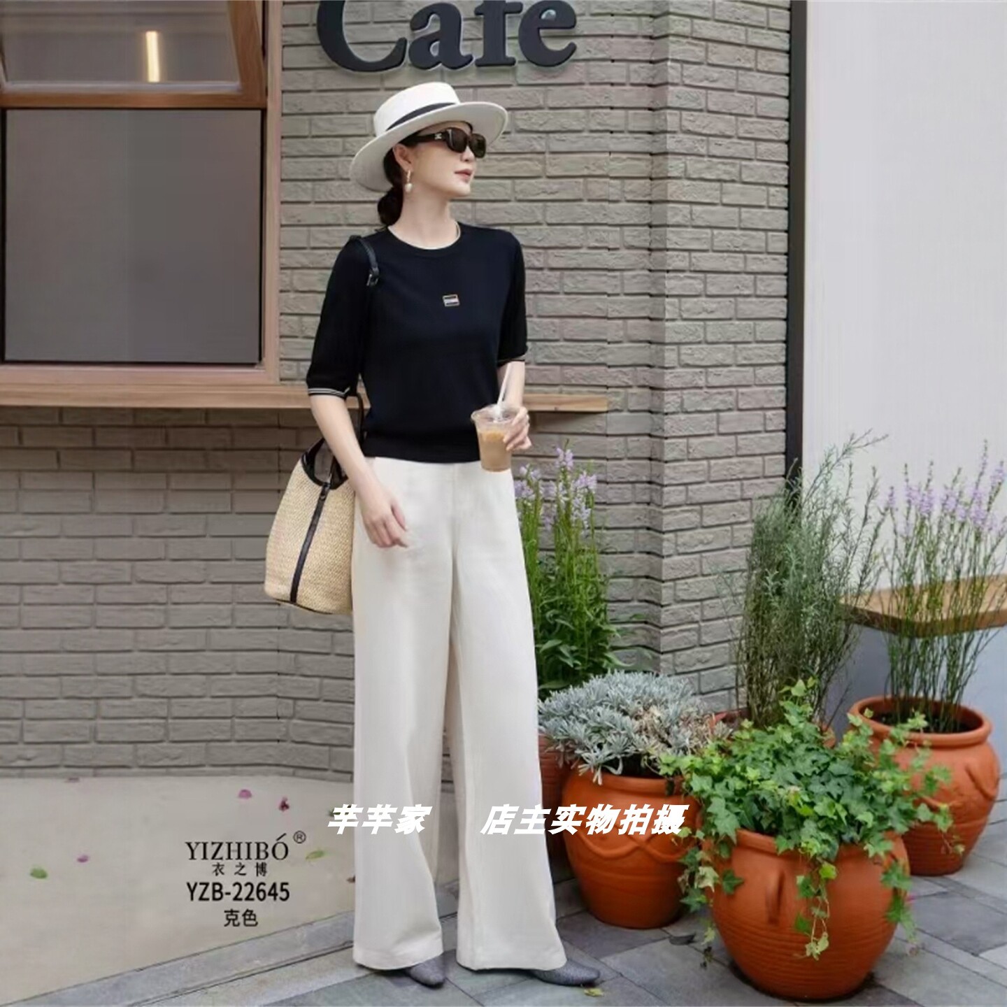 衣之博YZB-22645莱赛尔女毛针织衫2025秋圆领中袖烫钻妈妈装上衣