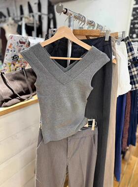 Brandy Girl BM新款美式复古纯色针织背心bm修身显瘦打底衫上衣女