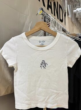 BM Brandy Girl BM新款美式复古小熊刺绣短袖T恤bm百搭显瘦上衣女