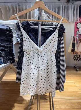 Brandy Girl BM新款美式复古波点吊带背心bm修身显瘦打底衫上衣女