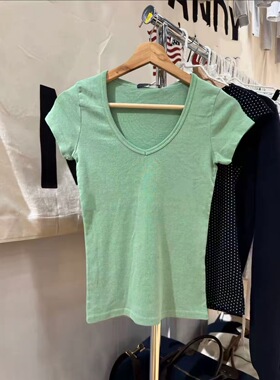 Brandy Girl BM官网新款V领短袖T恤上衣bm美式纯棉safiya top上衣