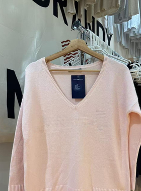 Brandy Girl BM新款美式复古V领针织衫bm宽松显瘦长袖毛衣上衣女