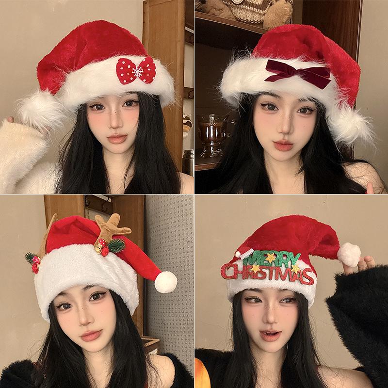 圣诞氛围感蝴蝶结字母圣诞帽女2026新款节日装扮头饰成人拍照道具
