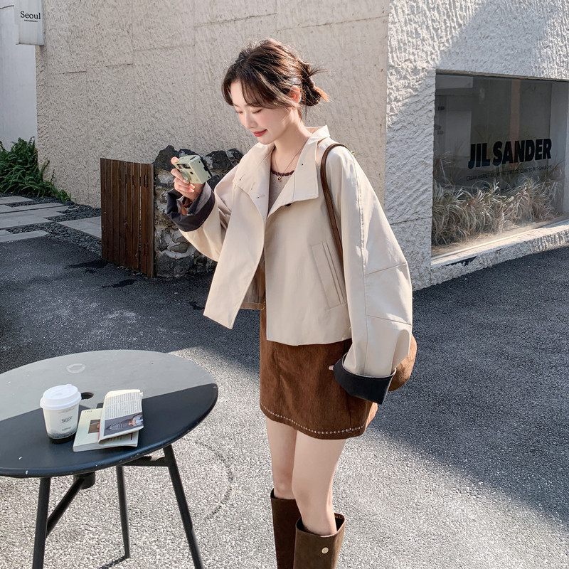 新款大货已出宽松韩系短款风衣外套616-p150-k239,女装短外套,2C062