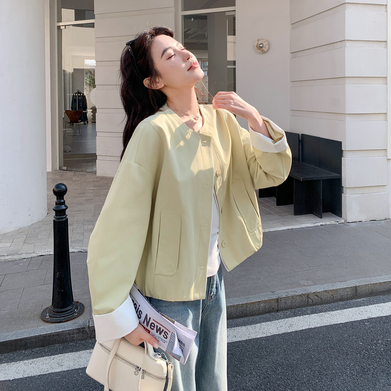 新款大货已出宽松韩系短款风衣外套618-p145-k239,女装短外套,2C062