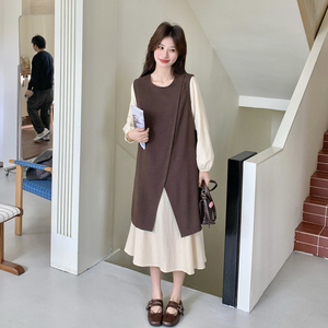 新款 假两件减龄韩系连衣裙女615-p155-k249图片