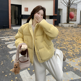 黄色超好看羽绒服女2025年冬季新款韩系小个子减龄保暖白鸭绒外套，女装羽绒服，2C062