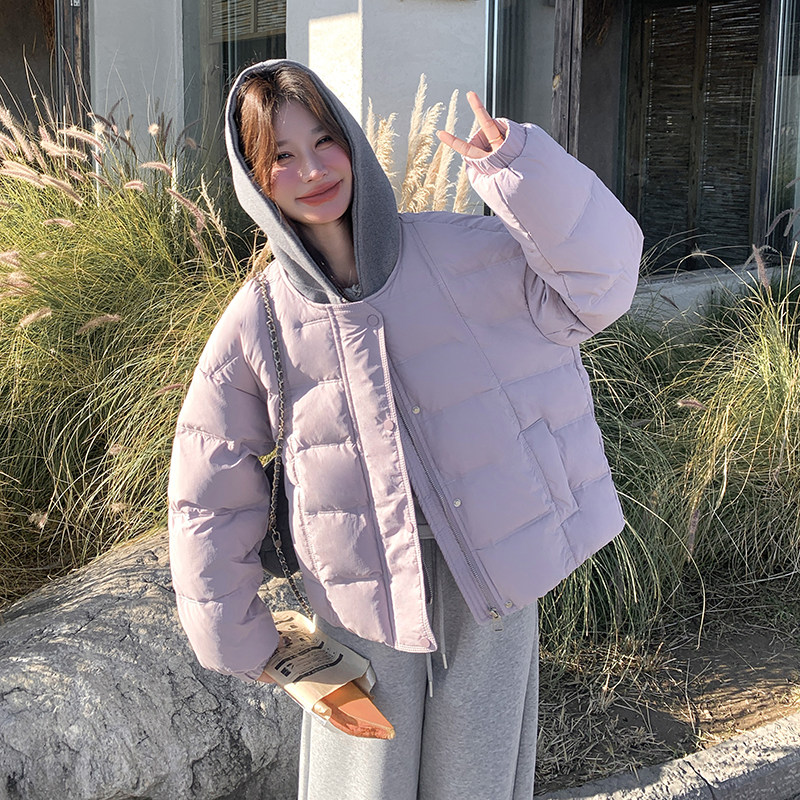 主推新款-短款卫衣连帽羽绒服宽松小个子外套291-p255-k389,女装羽绒服,2C062