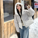 主推新款-90绒短款拼接羽绒服宽松小个子外套276-p285-k429，女装羽绒服，2C062