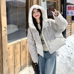 主推新款-90绒短款拼接羽绒服宽松小个子外套276-p285-k429图片