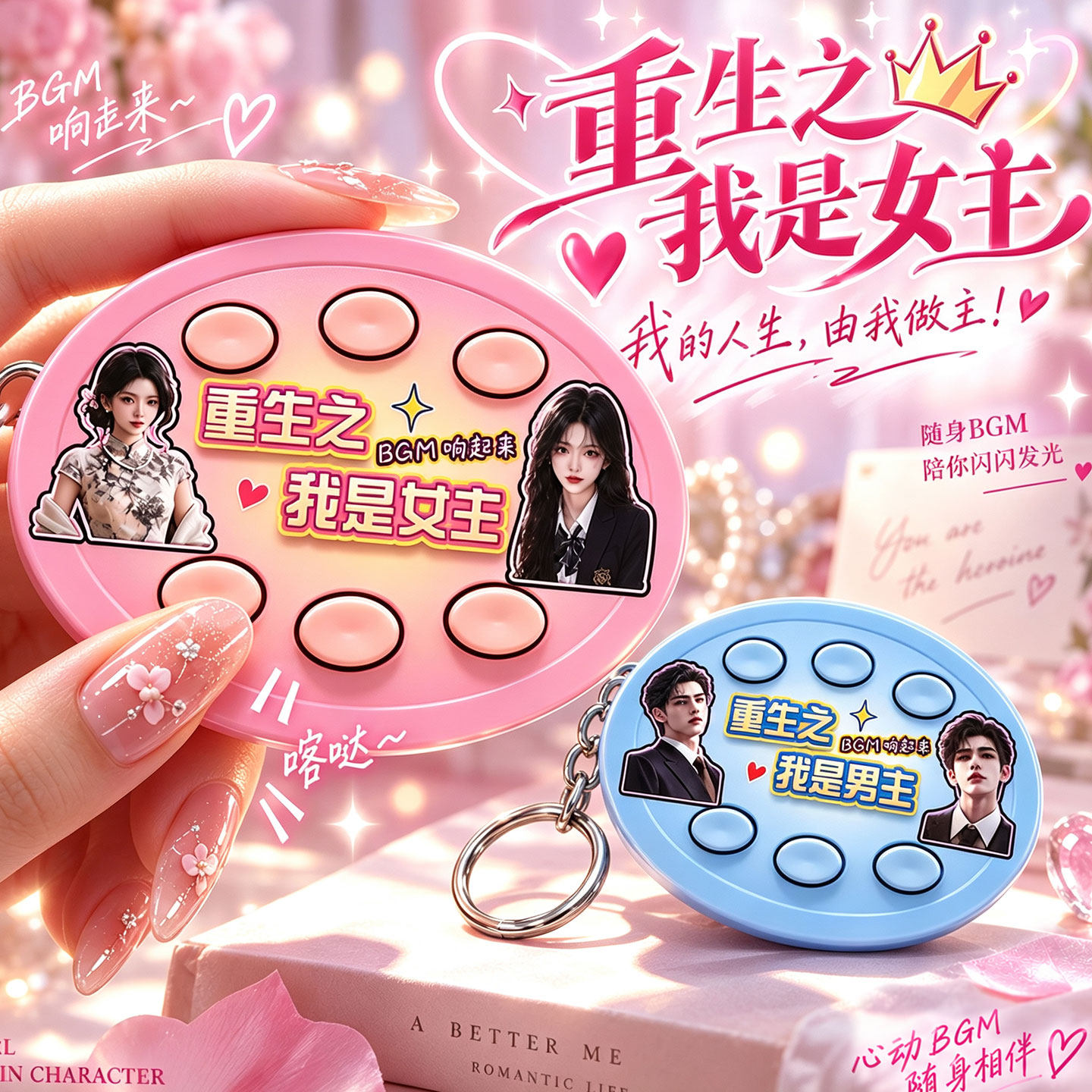 2026新款重生之我是女主bgm语音挂件钥匙扣六按键送同学朋友礼物图片