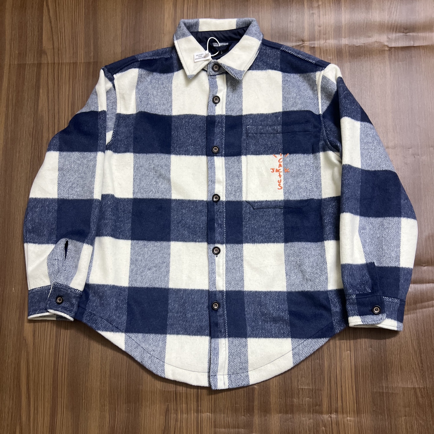 欧美潮牌嘻哈Travis Scott毛呢刺绣格子TS同款男女衬衫夹克外套