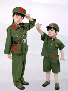 百天小红军拍照小军装儿童摄影服装周岁照宝宝照相六一八路军衣服