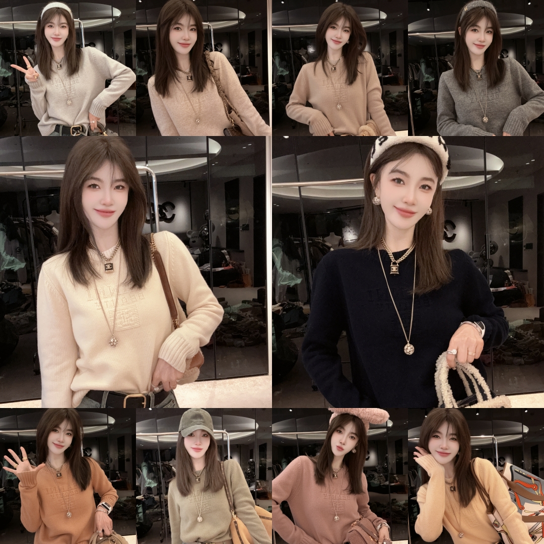 ccstations螺纹边E.Anni字母100%绵羊毛套头毛衣