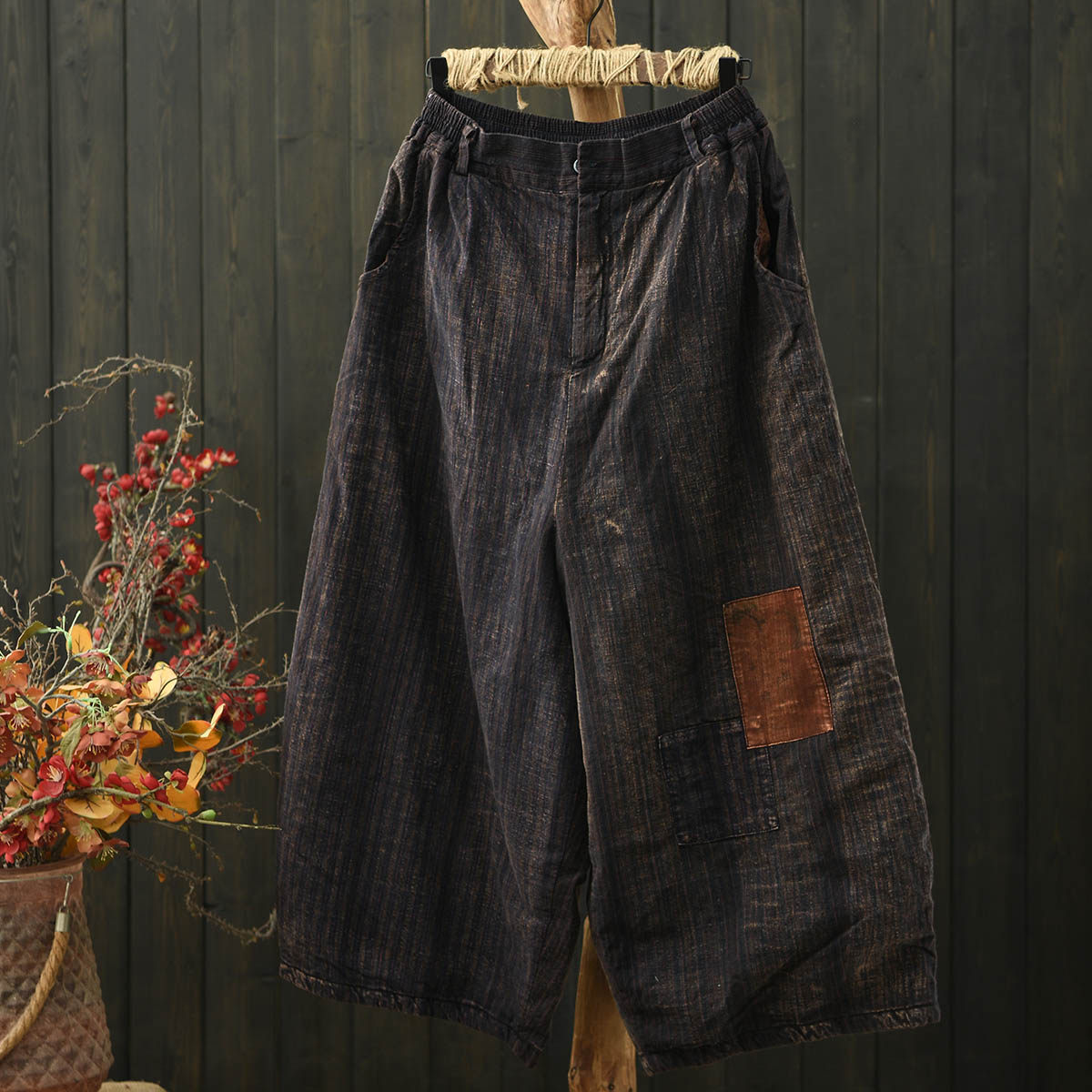 默念复古民族风贴布做旧夹棉老布大码阔腿裤女冬季宽松棉裤外穿,女装/女士精品,棉裤/羽绒裤,淘宝优惠券,粉丝福利购,淘宝优惠卷