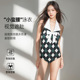 菱格温泉度假泳装 显瘦遮肚学院辣妹风经典 复古裙式 连体泳衣女美式