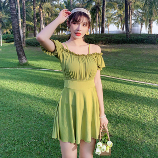 少女小胸聚拢泳装 新款 厂家直销 夏季 泡温泉泳衣女保守显瘦连体裙式