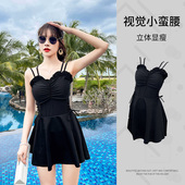 性感小胸聚拢泡温泉泳装 泳衣女保守裙式 沙滩连体平角遮肚显瘦修身