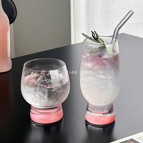 钱道嘉高颜值粉色鼓鼓大肚玻璃杯