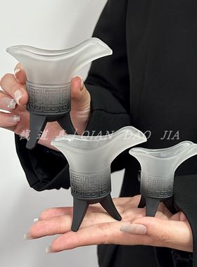 钱道嘉磨砂渐变黑帝王杯仿古爵杯
